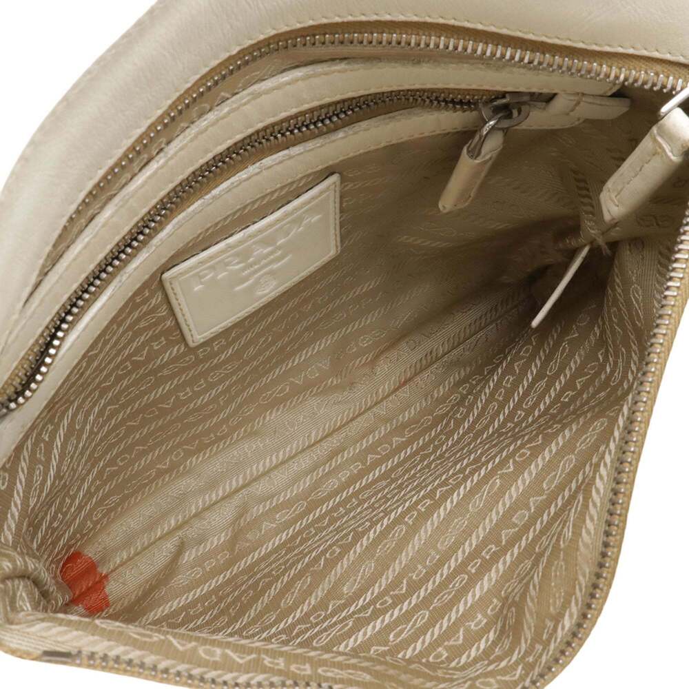 PRADA Cream Leather Pochette Shoulder Bag - Picture 9 of 10